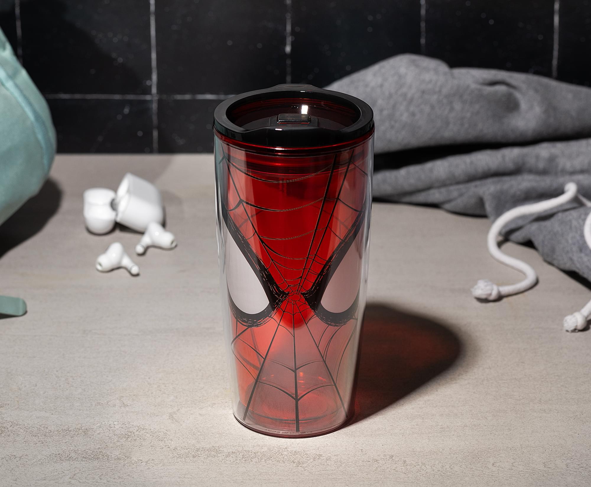 Alt View 2. Silver Buffalo - Marvel Spider-Man Face Plastic Travel Tumbler With Lid | Holds 20 Ounces - Multi-Colored.