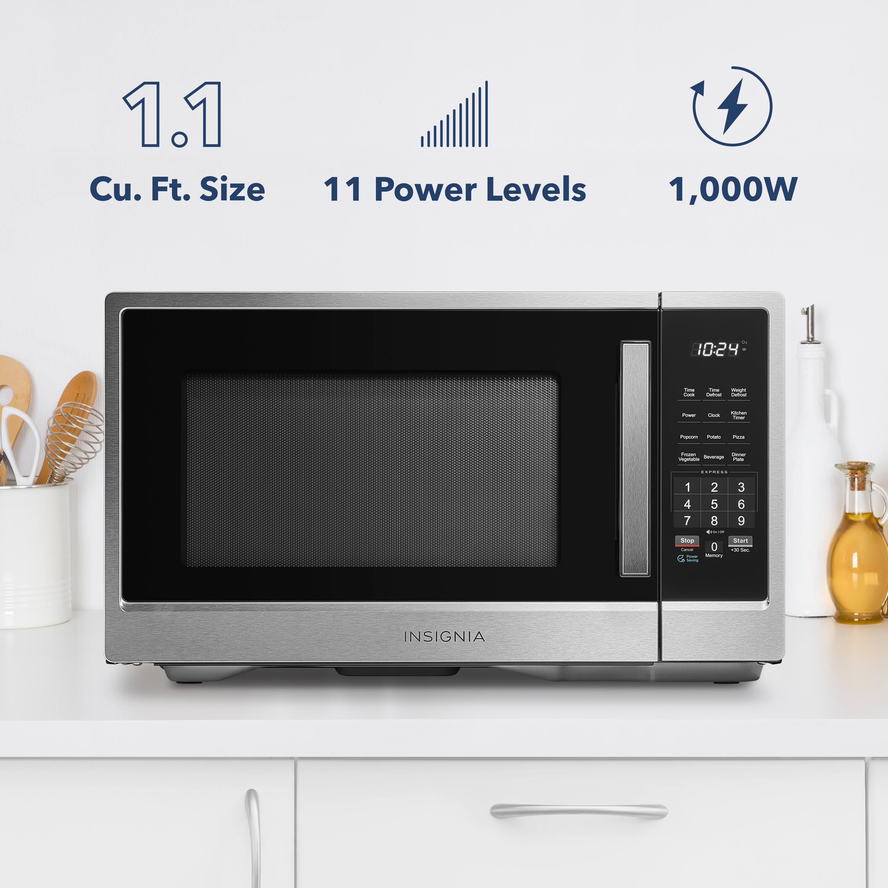 1.1 Cu. Ft. Size  
11 Power Levels  
1,000W  

INSIGNIA