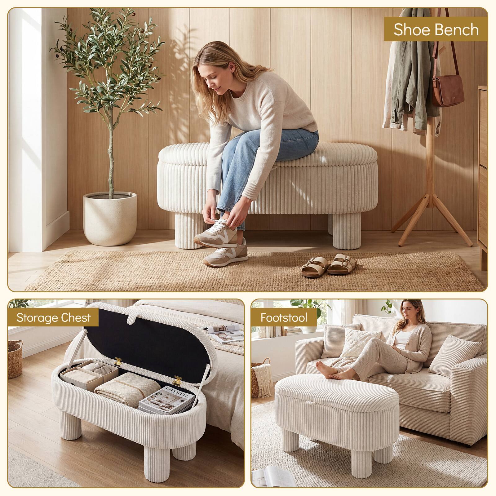 Shoe Bench Storage Chest Footstool