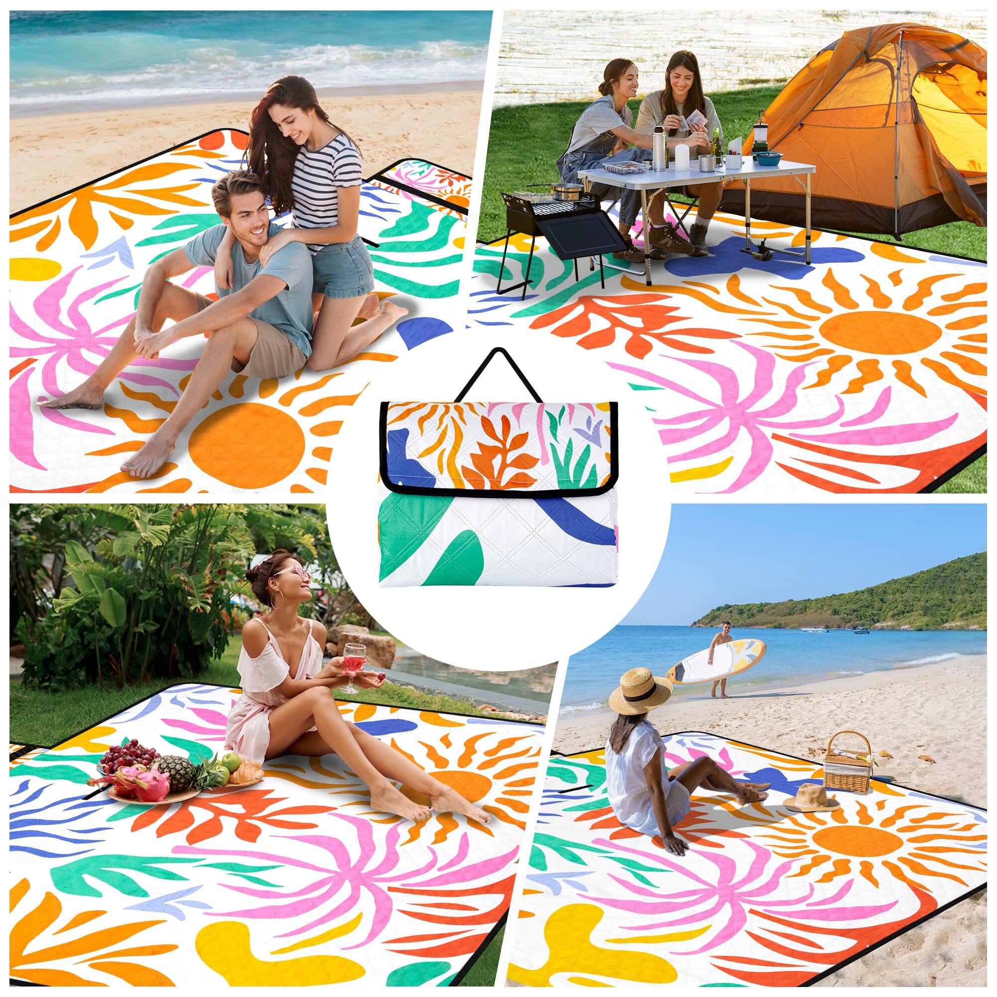 Alt View 1. Reds Spade - Picnic Blankets Waterproof Sandproof Extra Large Foldable & Portable Beach Blanket 3-layer Fabric Outdoor M... - Brilliant Sunrise.