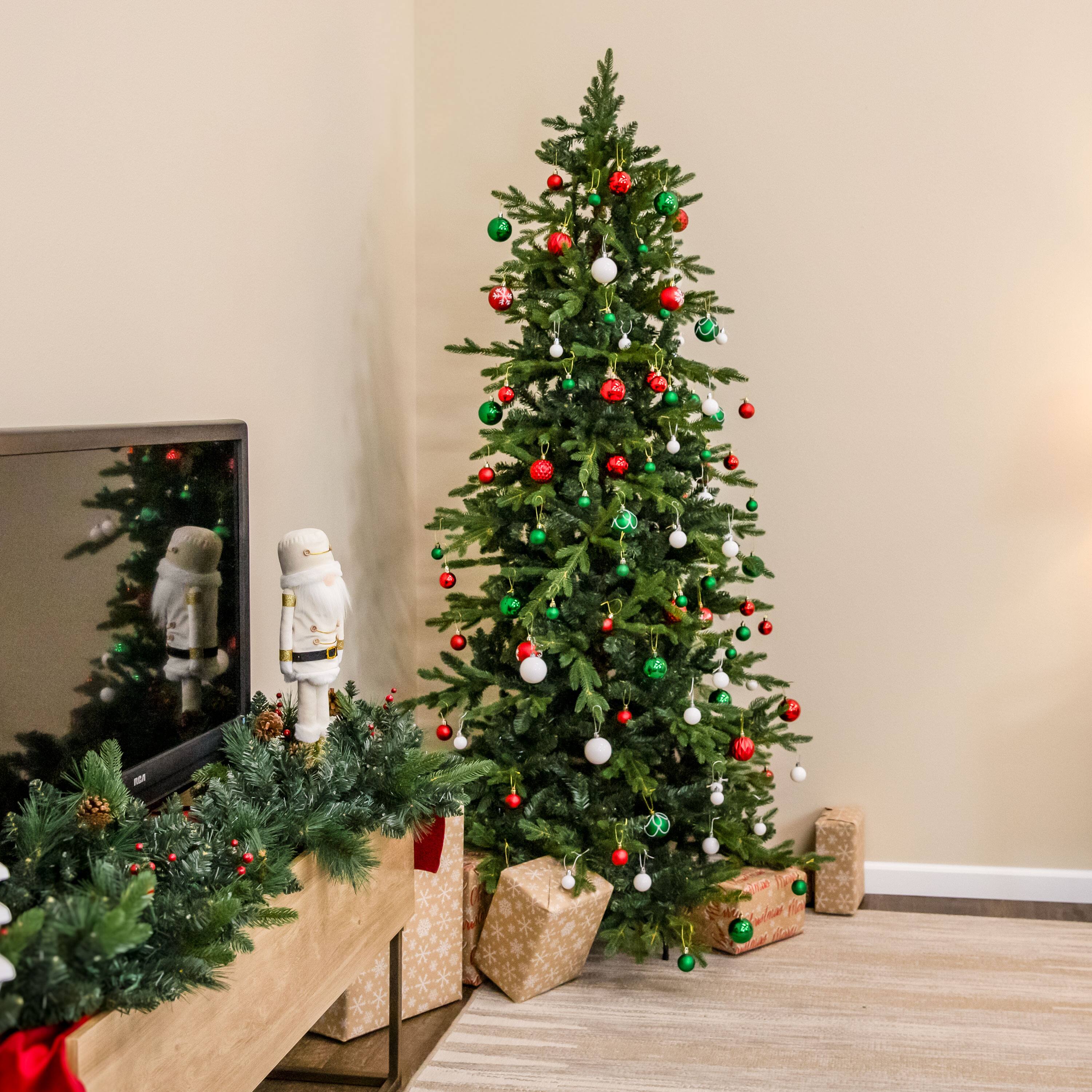 Alt View 2. Sunnydaze - Winter Wonderland 100-Piece Assorted Ornament - Red, Green, and White.