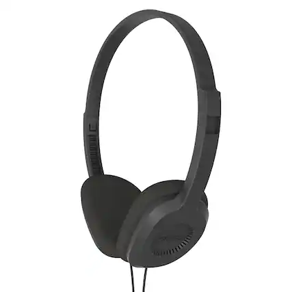 Front. Koss - KPH8 Wired On-Ear Lightweight Headphones, 3.5mm Connector, D-Profile Design, Dual-Entry Cord - Black.