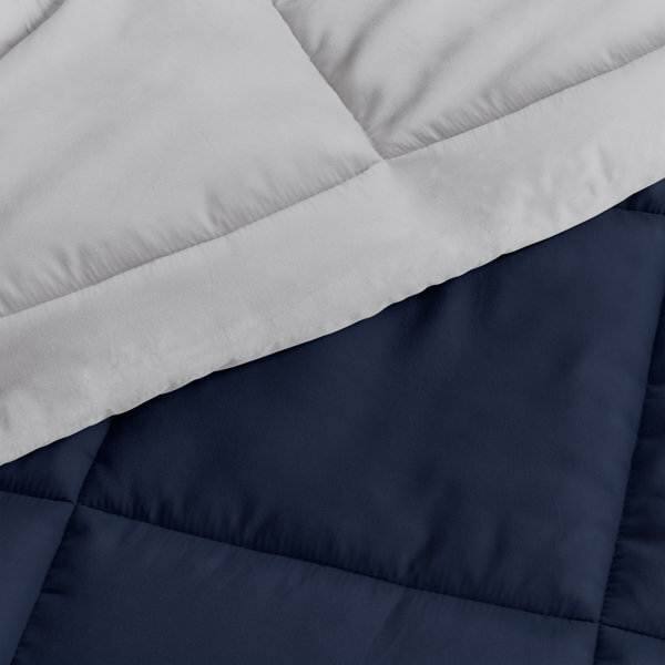 Left. Hivvago - King/Cal King 3-Piece Microfiber Reversible Comforter Set in Navy/Grey - Navy/Grey.