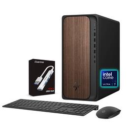 HP - OmniDesk AI Desktop, Intel Core Ultra 7 265, 16GB DDR5, 512GB SSD, WiFi 6, Win 11 Home, Wireless KB/Mouse, Dark Wood - Black