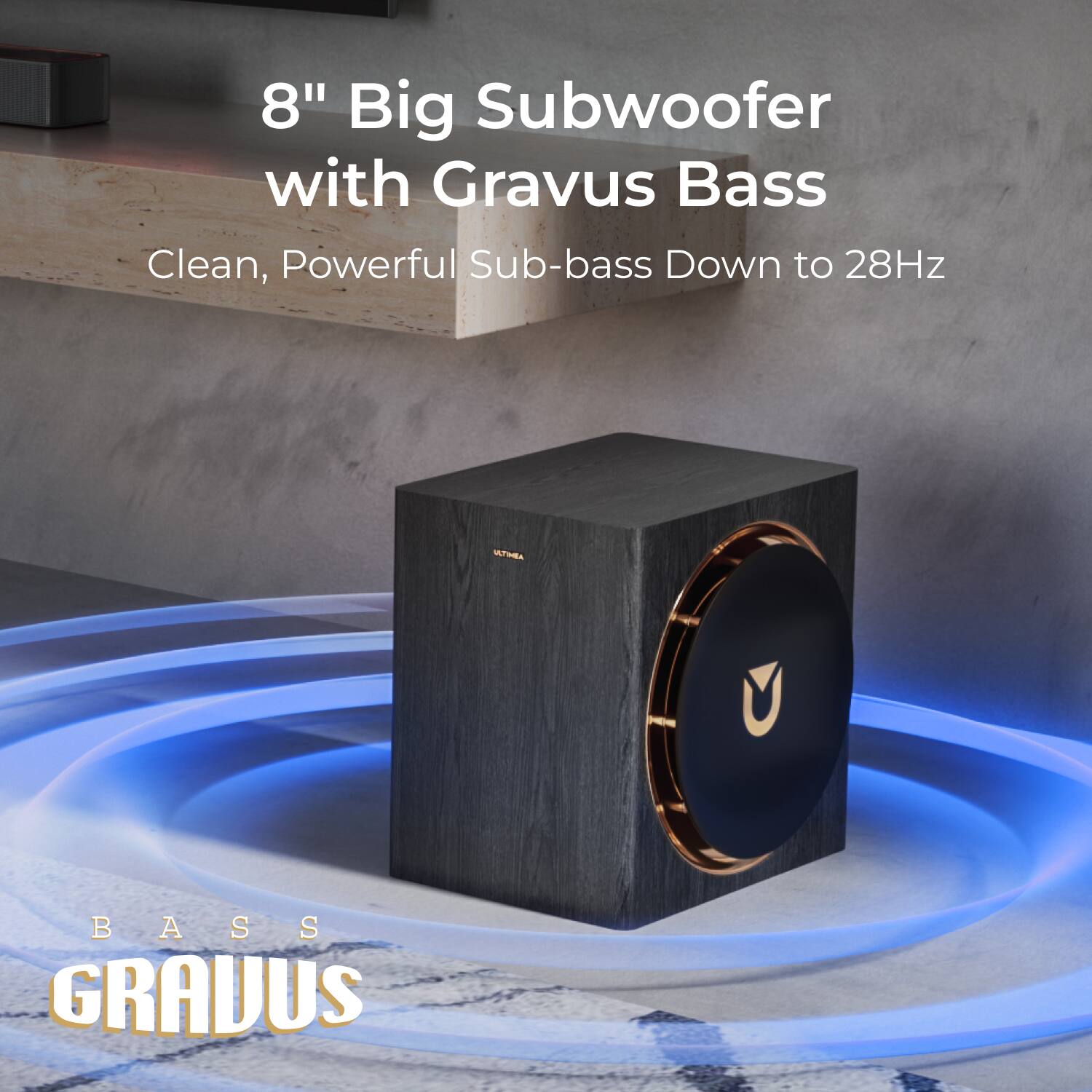 8" Big Subwoofer with Gravus Bass  
Clean, Powerful Sub-bass Down to 28Hz  

BASS GRAVUS