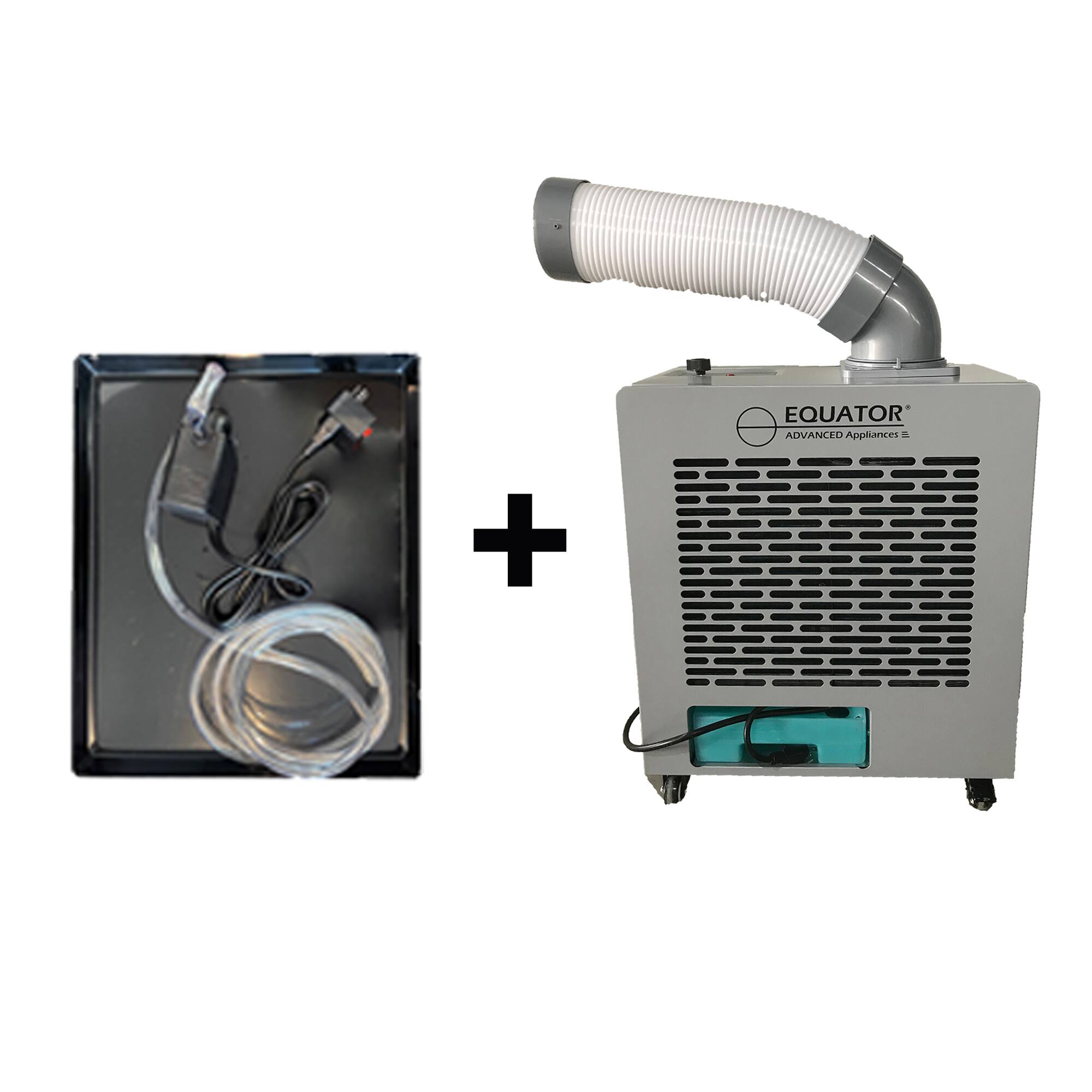 Equator - 7000 BTU OUTDOOR AIR-CONDITIONER Portable 110V + Drip Pan Pump Kit - Silver