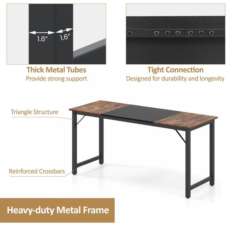1.6" Thick Metal Tubes Provide strong support  
Tight Connection Designed for durability and longevity  
Triangle Structure  
Reinforced Crossbars  
Heavy-duty Metal Frame