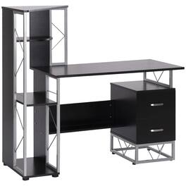 Homcom - 52" Modern Computer Desk with Storage Shelves/Drawers, Home Office Desk, CPU Stand - Black