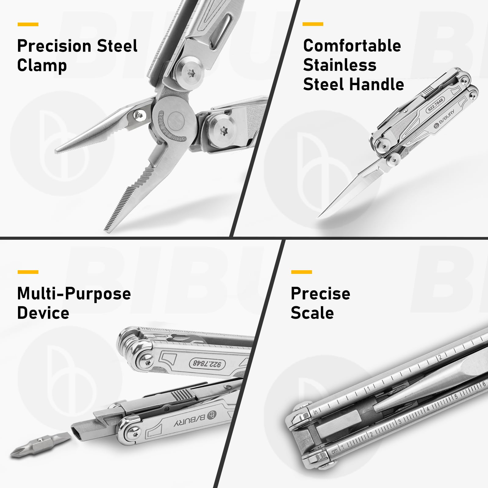 Precision Steel Clamp  
Comfortable Stainless Steel Handle  
Multi-Purpose Device  
Precise Scale