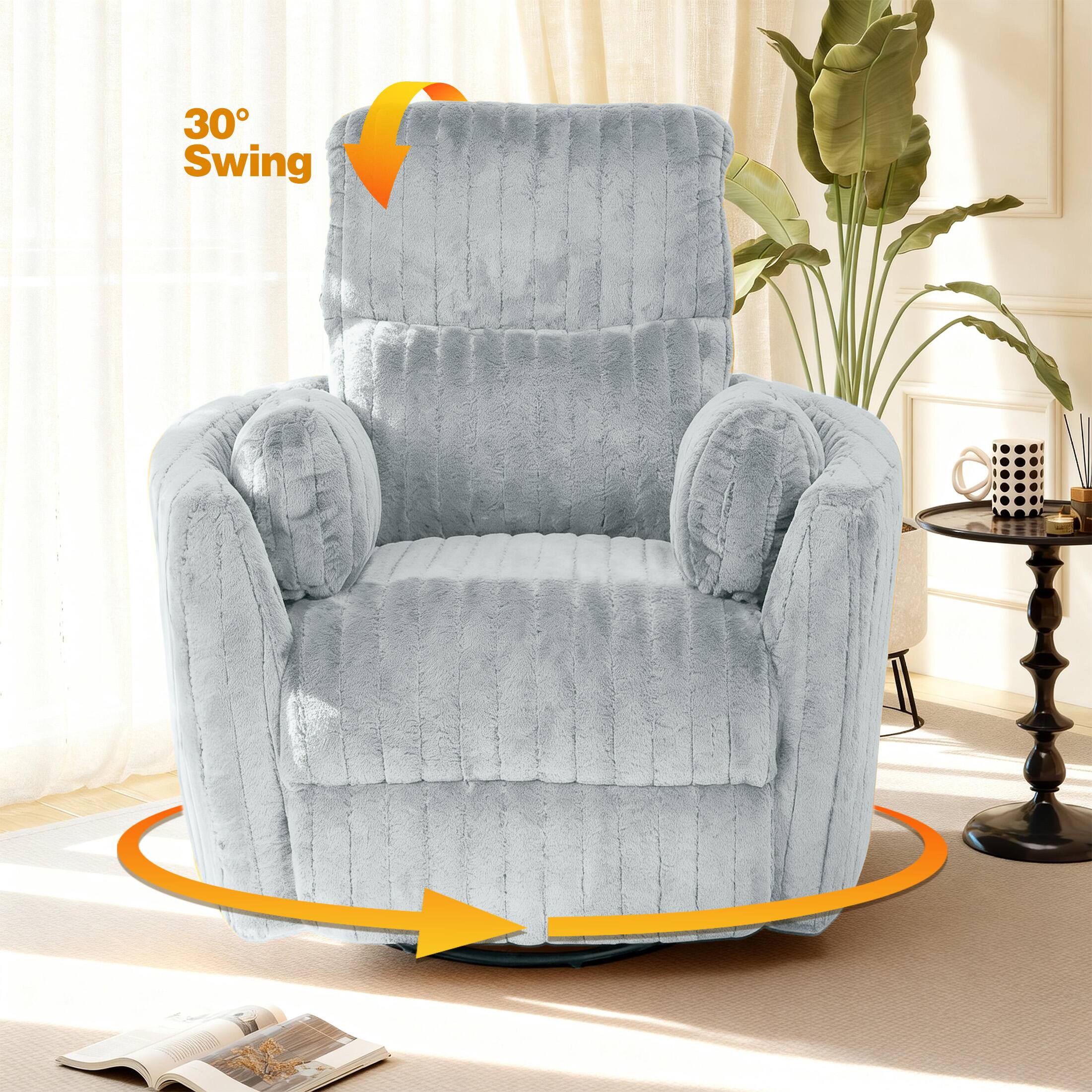 Angle. Anysun - Anysun Modern Power Swivel Glider Recliner with Integrated USB Charging and Plush Seating - Sky Blue.