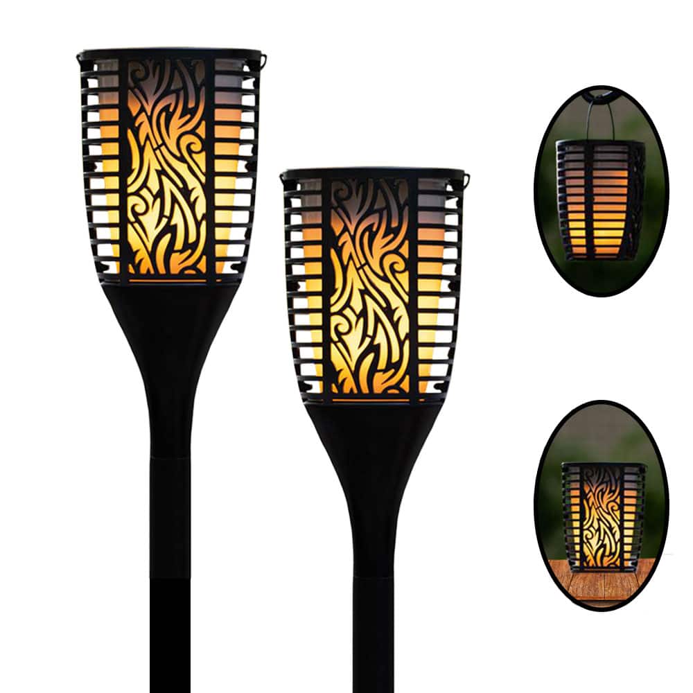 Theater Solutions by Goldwood - TT100 Fully Wireless Rechargeable Battery Bluetooth Tiki Torch Speaker 2 Pack Lanterns Link Up to 99 Speakers Wirelessly - Black