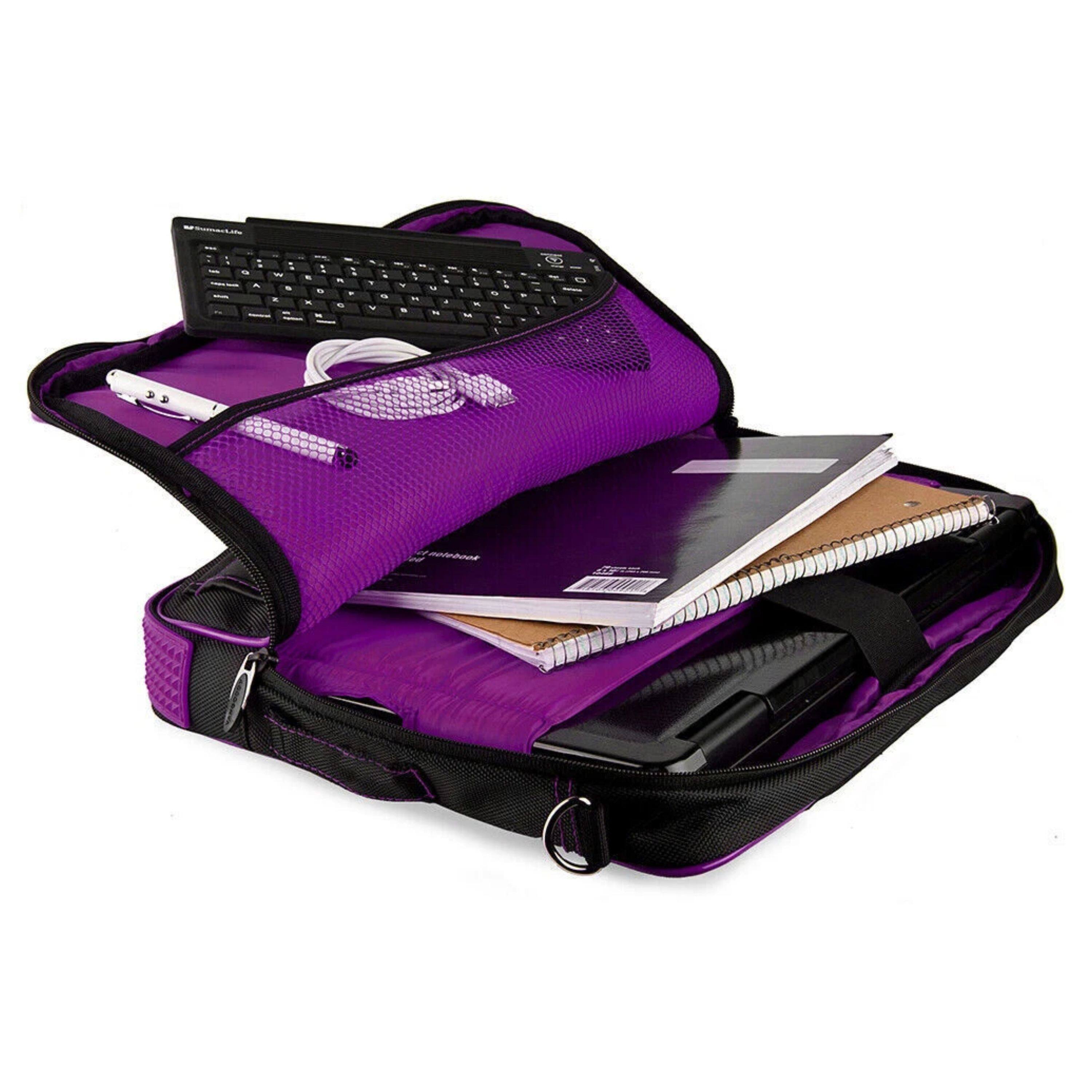 Alt View 2. Kitcheniva - Sleeve Case Messenger Bag For 14" Laptop - Black/Purple.