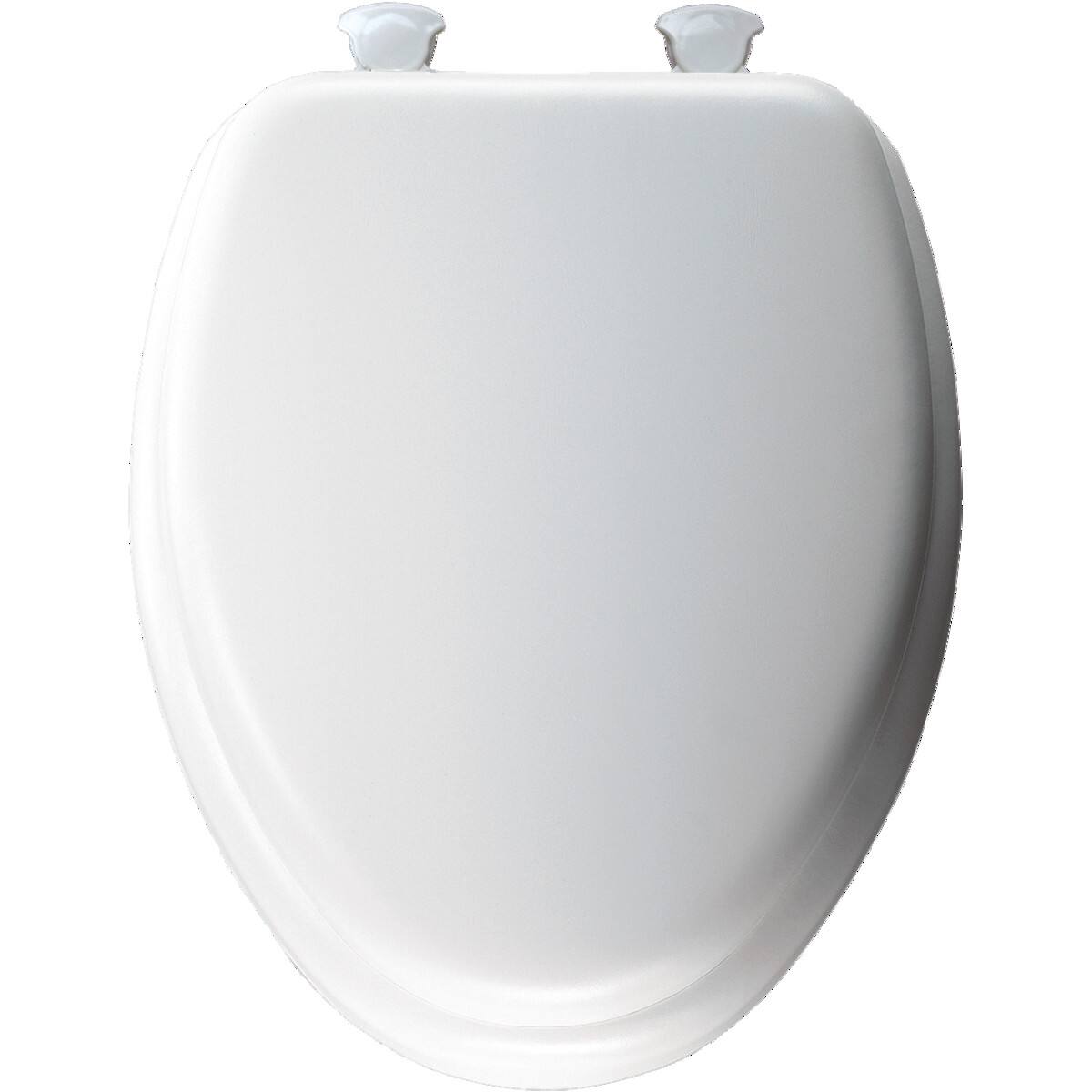 Angle. BEMIS - Mayfair Elongated Cushioned Vinyl Soft Toilet Seat in White with STA-TITE Seat Fastening System and EasyClean Hinge - White.