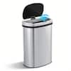 Front. Innovaze - 13 Gal./50 Liter Stainless Steel Oval Motion Sensor Trash Can - Sliver.