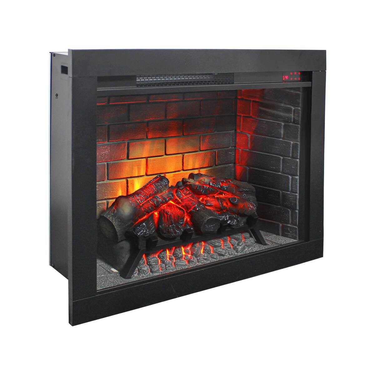 Angle. Loheer - Loheer 28 inch infrared electric fireplace Insert with Removable Trim Kit, 1500W Heater, Antique Black - Antique Black.