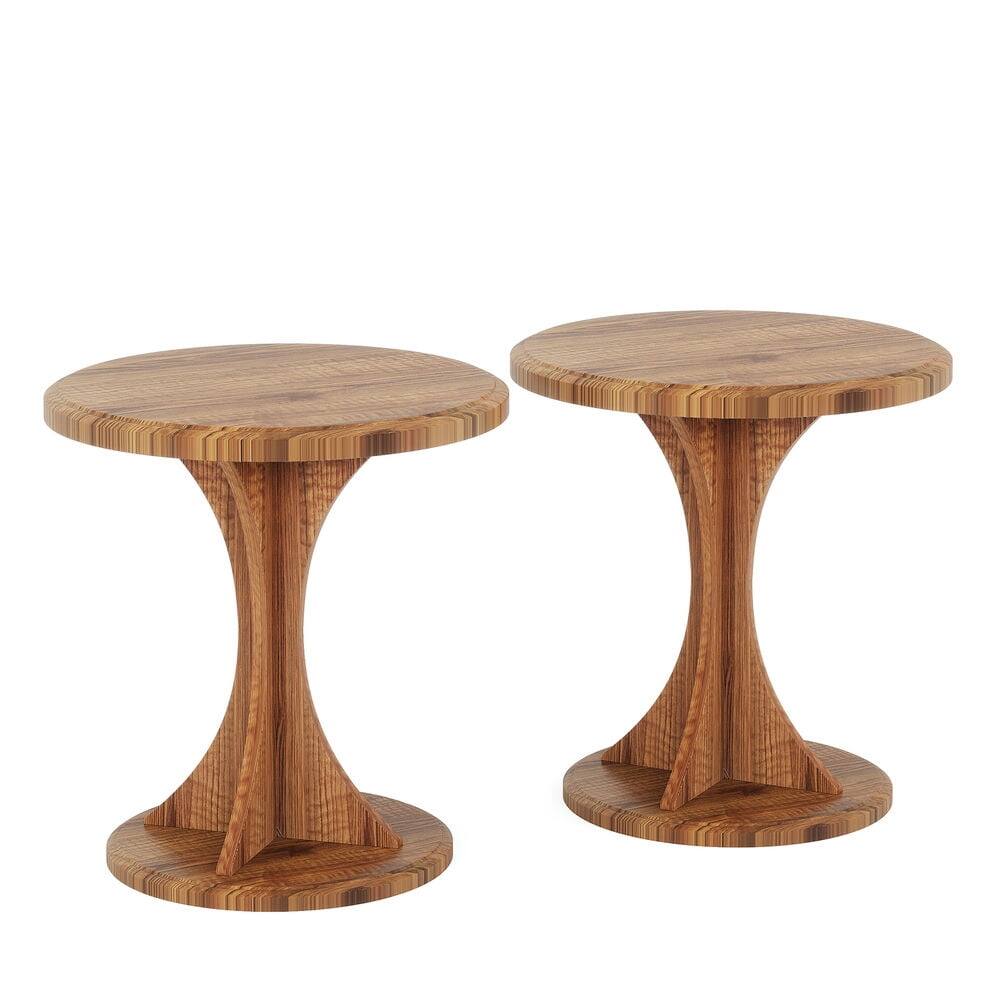 Alt View 2. Kadyn - Kadyn Nightstand, Night Stand,Wood End Table, Round Sofa Side Table Vintage Nightstand,Rustic Brown - Brown.