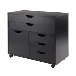 Winsome Wood - Halifax 3-Section Multi-Storage Mobile Cabinet - Black