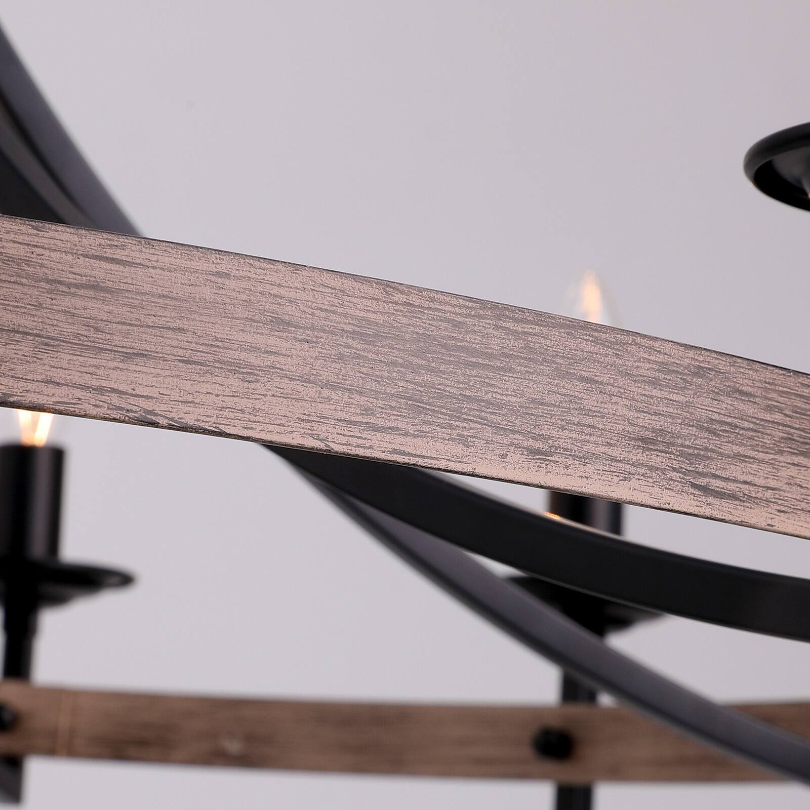 Alt View 9. Siljoy - 41 Inch Farmhouse Matte Black 12 Light Candle Chandelier Adjustable Wrought Iron for Dining Room Kitchen Island Entryway - Brown.