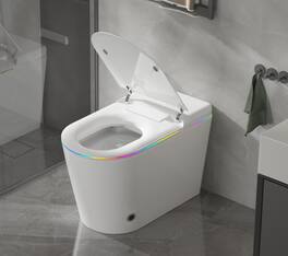 Vipbear - Smart Toilet with Bidet Built-in,One Piece Toilet with Foam Shield,Auto Open/Close Lid,Heated Seat - White