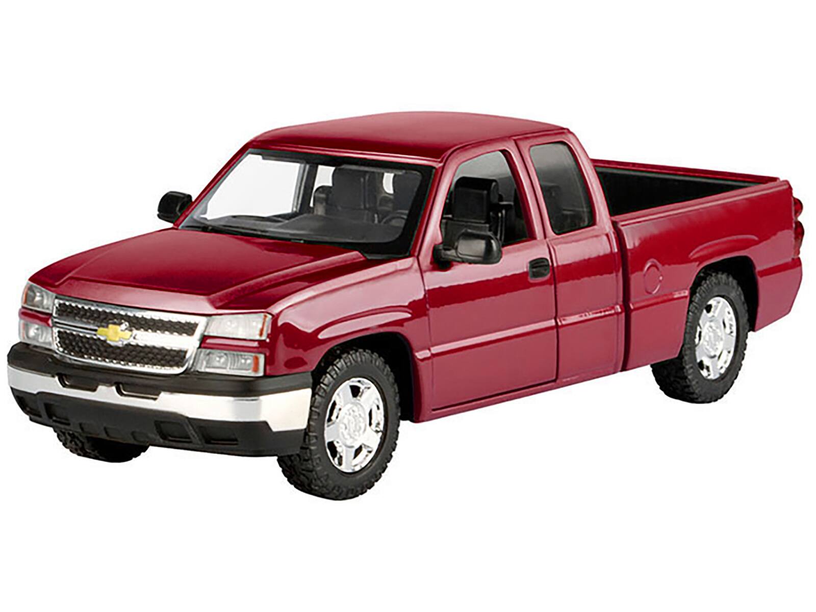 Angle. Motormax - 2006 Chevrolet Silverado 1500 Pickup Truck Red Metallic "Die-Cast Collection" Series 1/25 Diecast Model Car by Motormax - Red Metallic.
