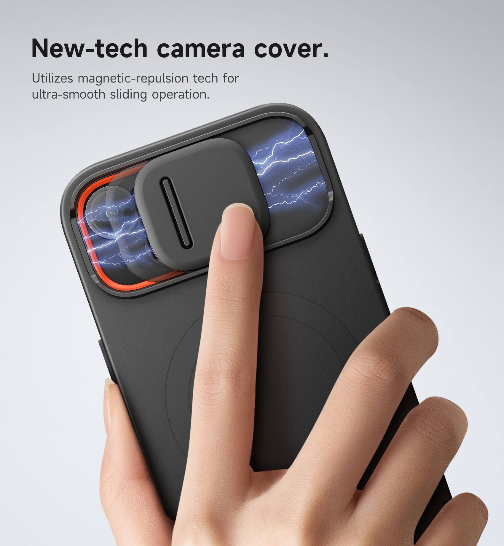 New-tech camera cover.  
Utilizes magnetic-repulsion tech for ultra-smooth sliding operation.