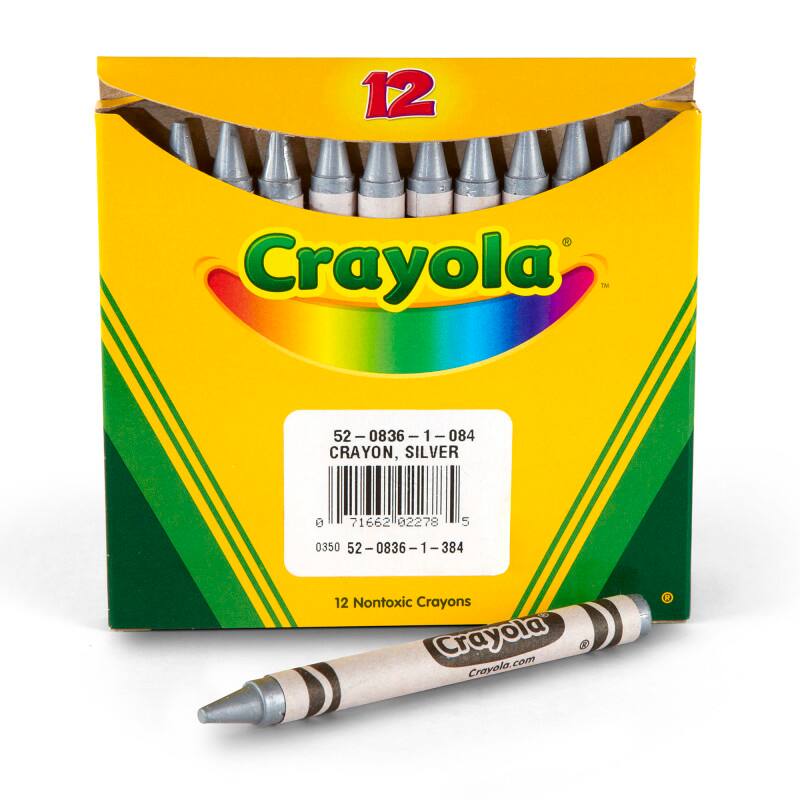 12 Crayola LN 52-0836-1-084 52 | 0836 - 1 1-084 I CRAYON, SILVER 71662 02278 5 0350 52-0836-1-384 52 I -0836 I 1 384 12 Nontoxic Crayons Crayola Crayola.com