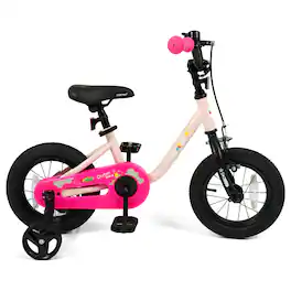 Costway - 12-Inch Kids Bicycle with Adjustable Seat Front Handbrake & Coaster Brake - Pink