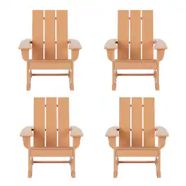 WestinTrends - Ashore Outdoor Patio Modern Adirondack Rocking Chair (Set of 4) - Teak