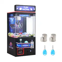 VEVOR - Claw Crane Machine, Medium-Sized Arcade Game Machine with Light & Sound, Adjustable Steel Claws, Precise Toy Candy - Black, Purple