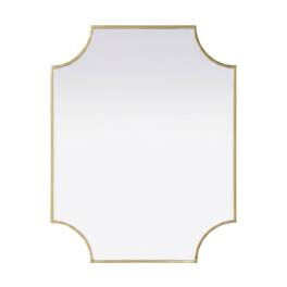 Elegant Kitchen and Bath - Notched Metal Mirror 27x32 inch - Brass