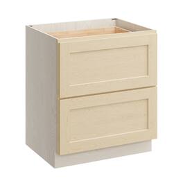Boyel Living - 30 Inch Natural Wood 2 Drawer Base Cabinet Unfinished - Versa Shaker