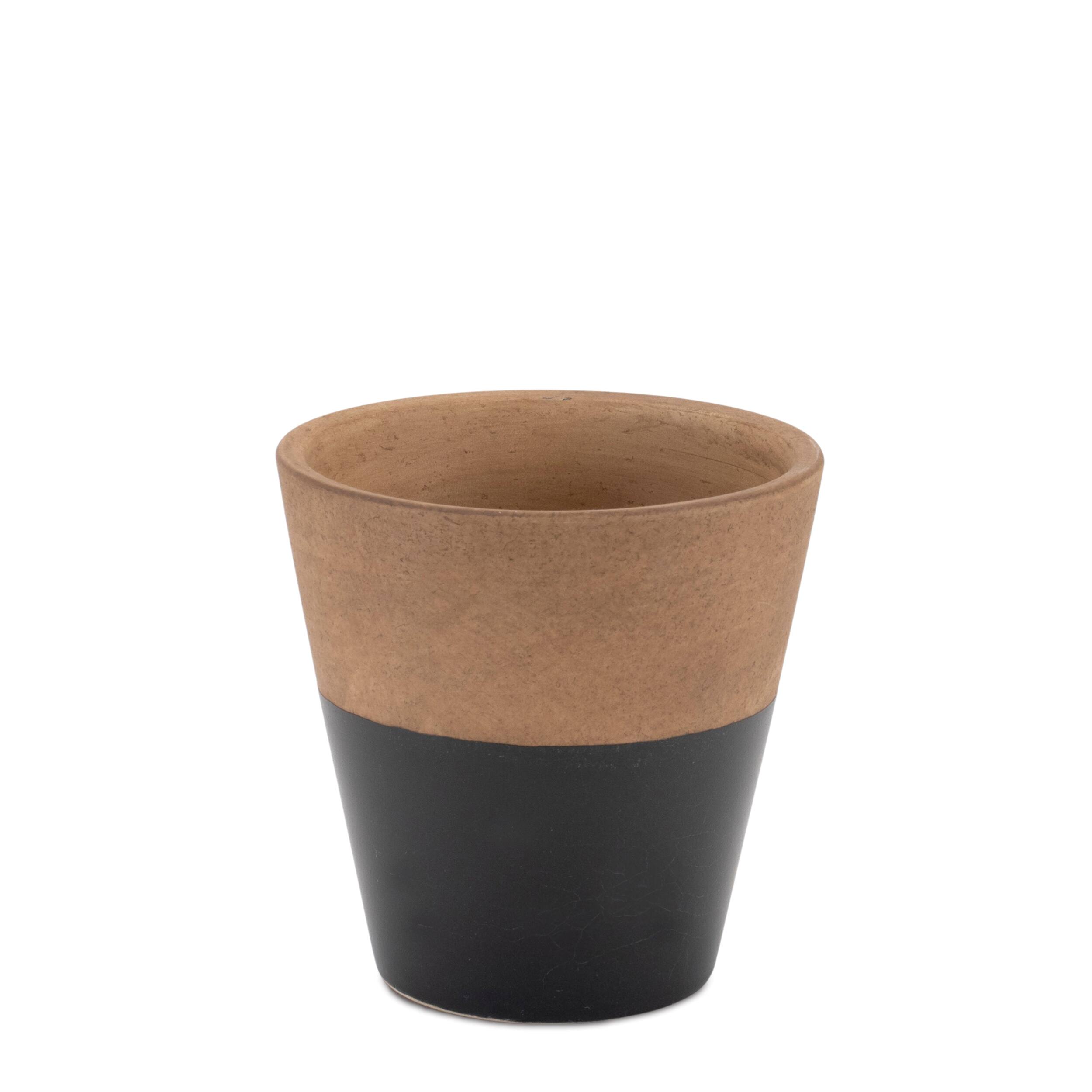 Left. BreeBe - Tapered Two-Tone Planter (Set of 2) - Black, Brown.