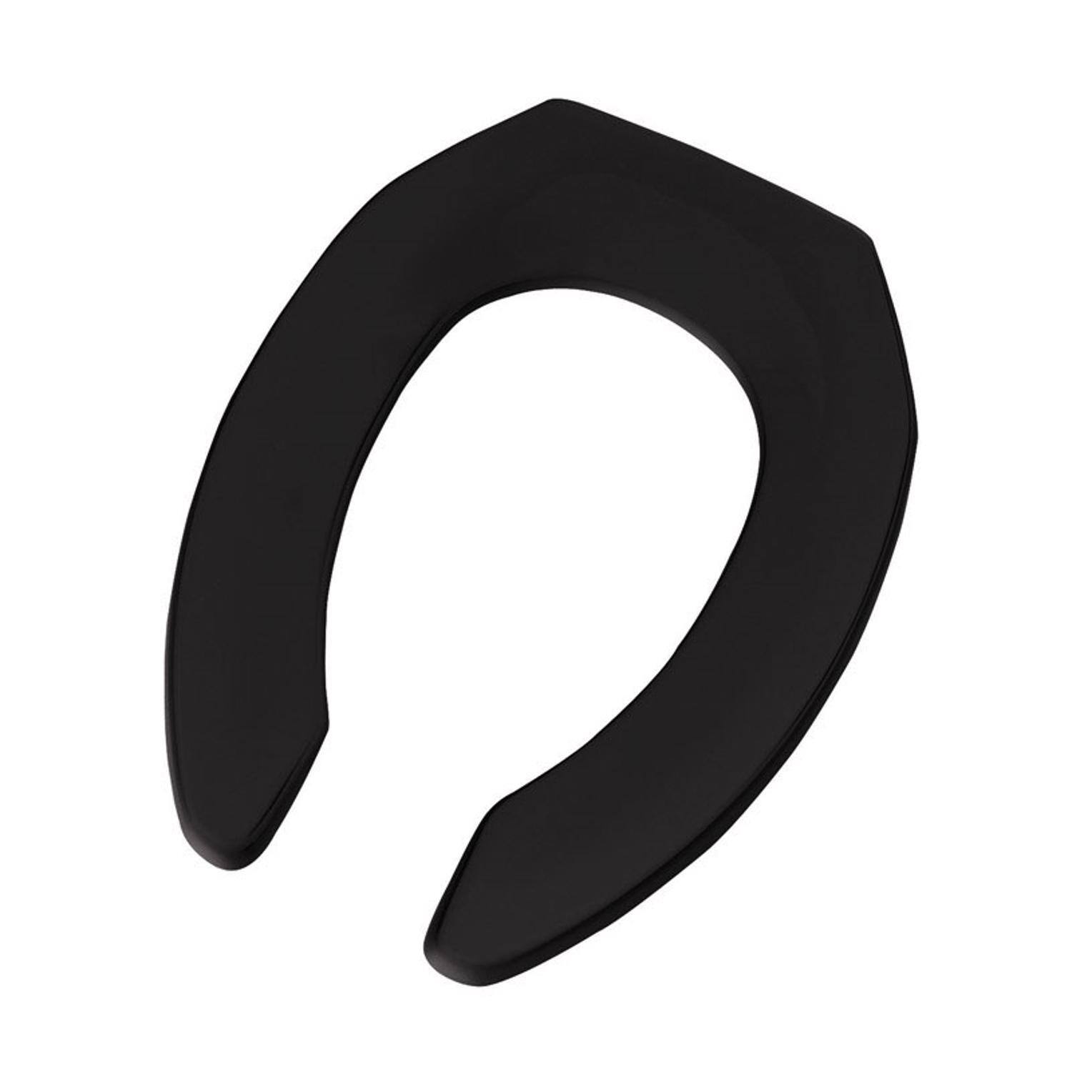 Front. BEMIS - Mayfair by Bemis Elongated Black Plastic Toilet Seat - Black.