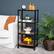 Angle. Mind Reader - Bar Cart, Rolling Cart, Microwave Stand, Utility Cart, Coffee Cart, Wood,Metal, 17.85"L x 12"W x 39"H - Black.