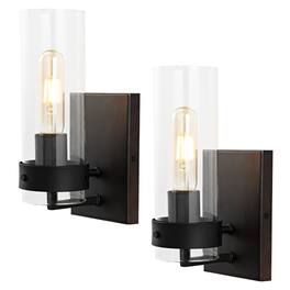 Jonathan Y - Harper 4.5" 1-Light Modern Farmhouse Iron/Glass LED Sconce, Oil Rubbed Bronze/Clear (Set of 2) - Oil-Rubbed Bronze