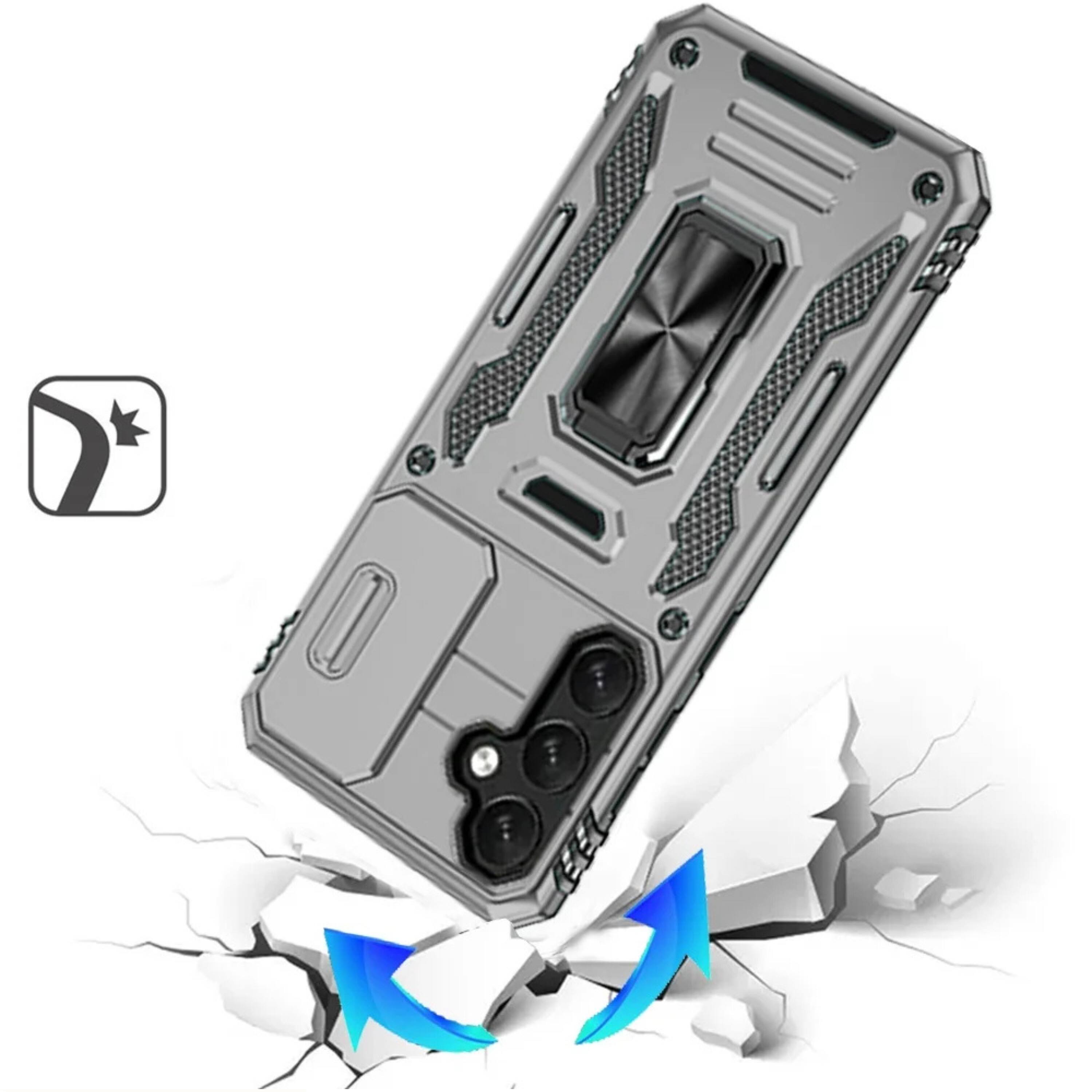 Left. Kitcheniva - Sliding Camera Lens Cover Case For Samsung S25 FE With Magnetic Ring Stand Gray - Gray.