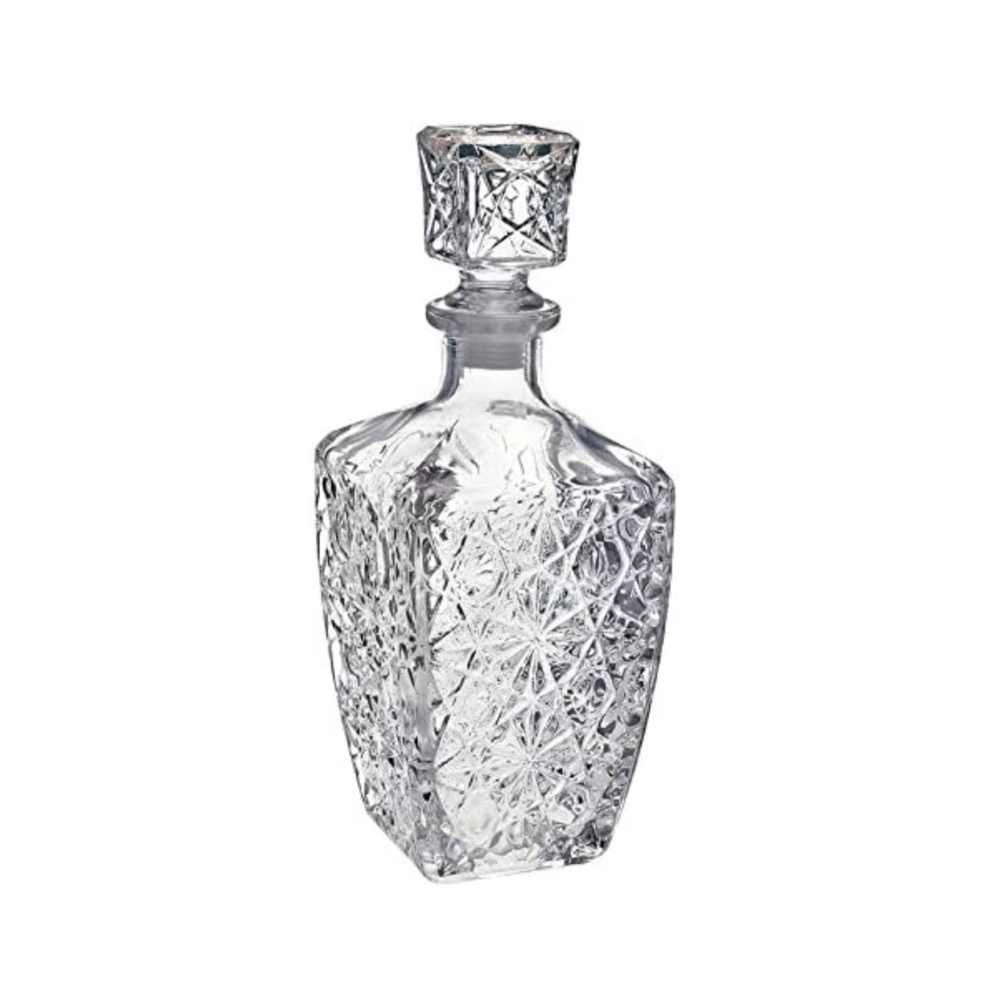 Front. Bormioli Rocco - Bormioli Rocco Dedalo Decanter, Cracked Ice Carved Glass with Airtight Stopper, 33.75 Oz - Clear.