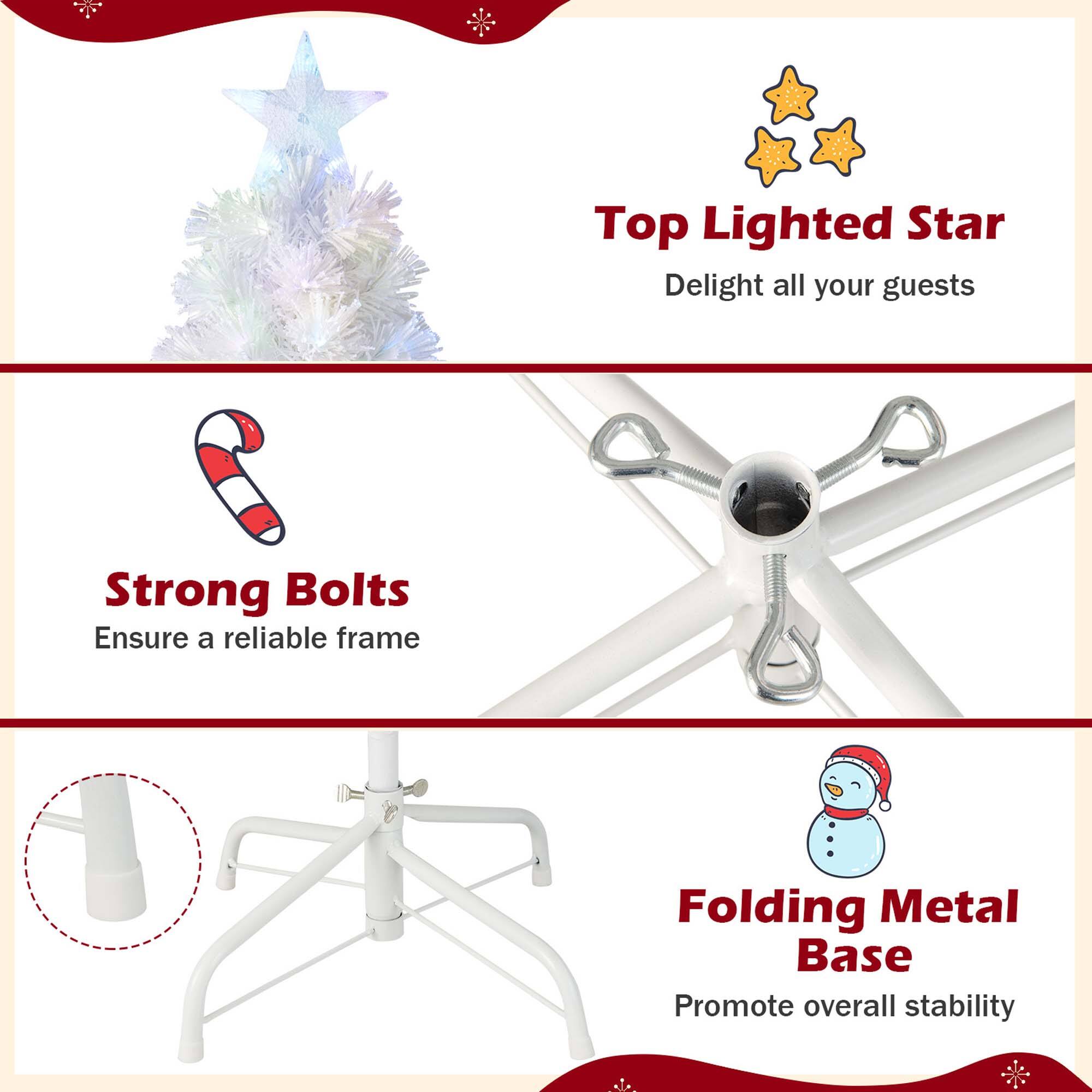 Top Lighted Star - Delight all your guests
Strong Bolts - Ensure a reliable frame
Folding Metal Base - Promote overall stability