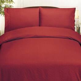 Plazatex - Embossed Dobby Stripe 90GSM Microfiber Sheet Set - Queen 60x80" - Brick Red