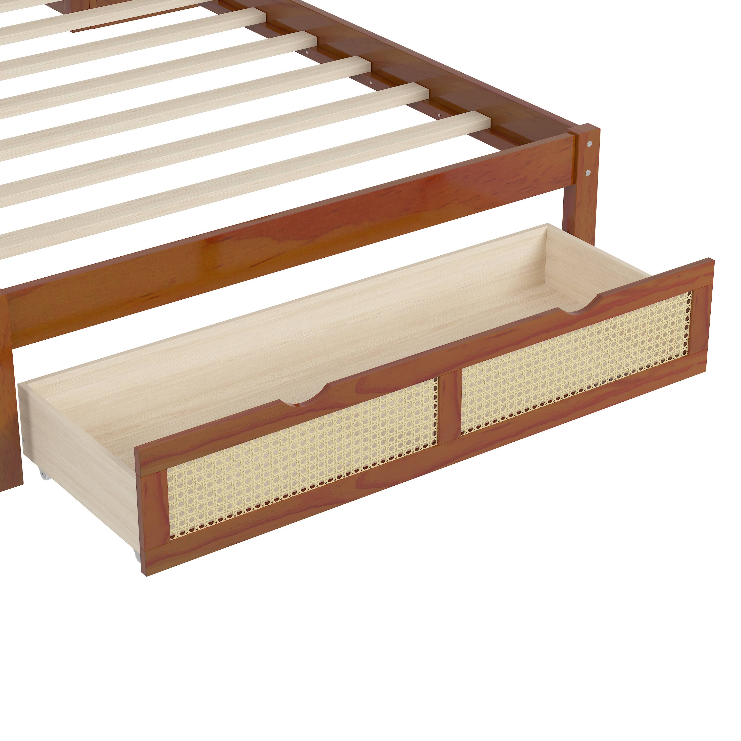 Alt View 8. Tiramisubest - Twin Size Wooden Multifunctional Platform Bed with Two Storage Lockers, Drawer, and Storage Shelf on Headboard - Walnut.