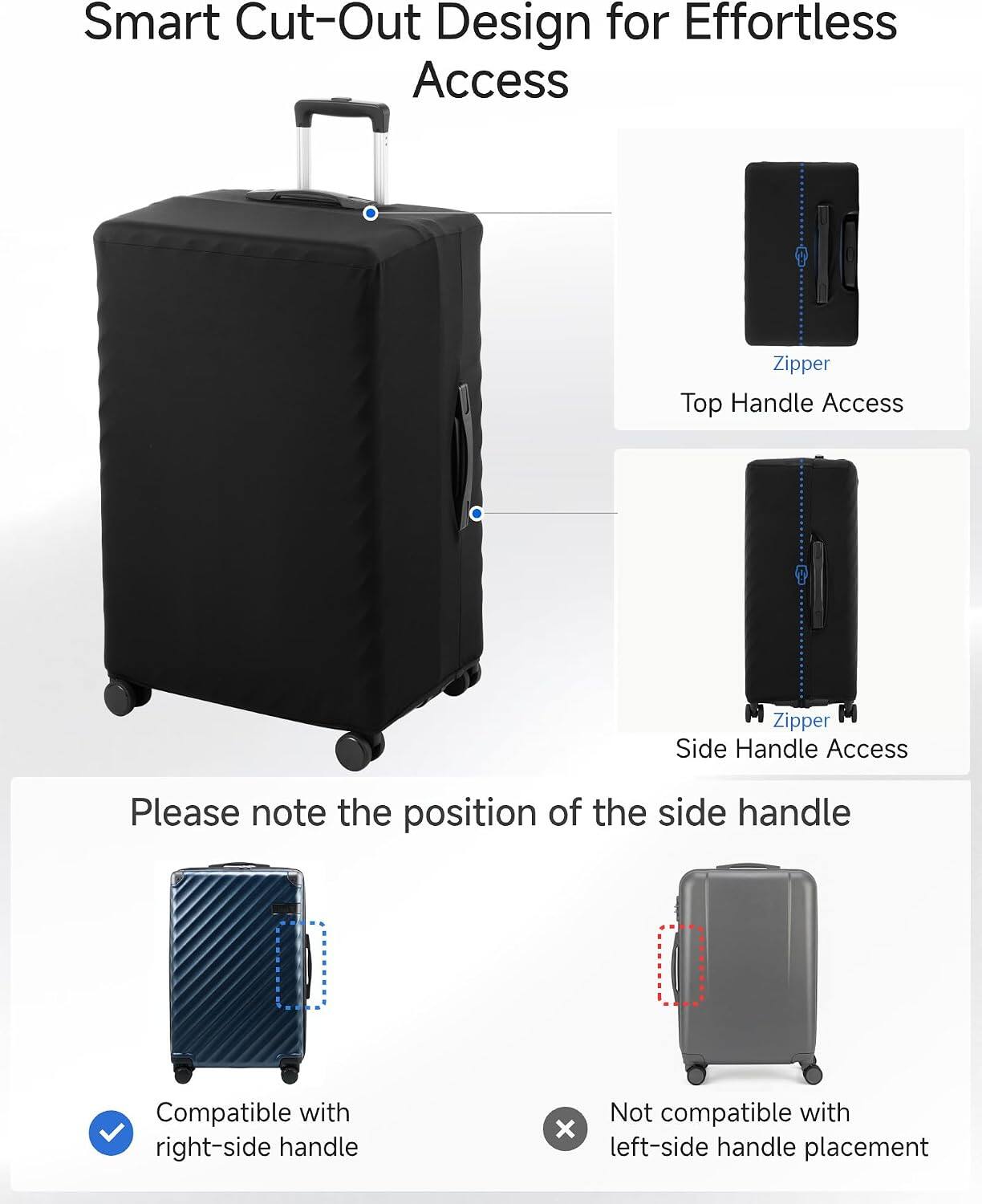 Smart Cut-Out Design for Effortless Access

Zipper Top Handle Access

Zipper Side Handle Access

Please note the position of the side handle

Compatible with right-side handle

Not compatible with left-side handle placement