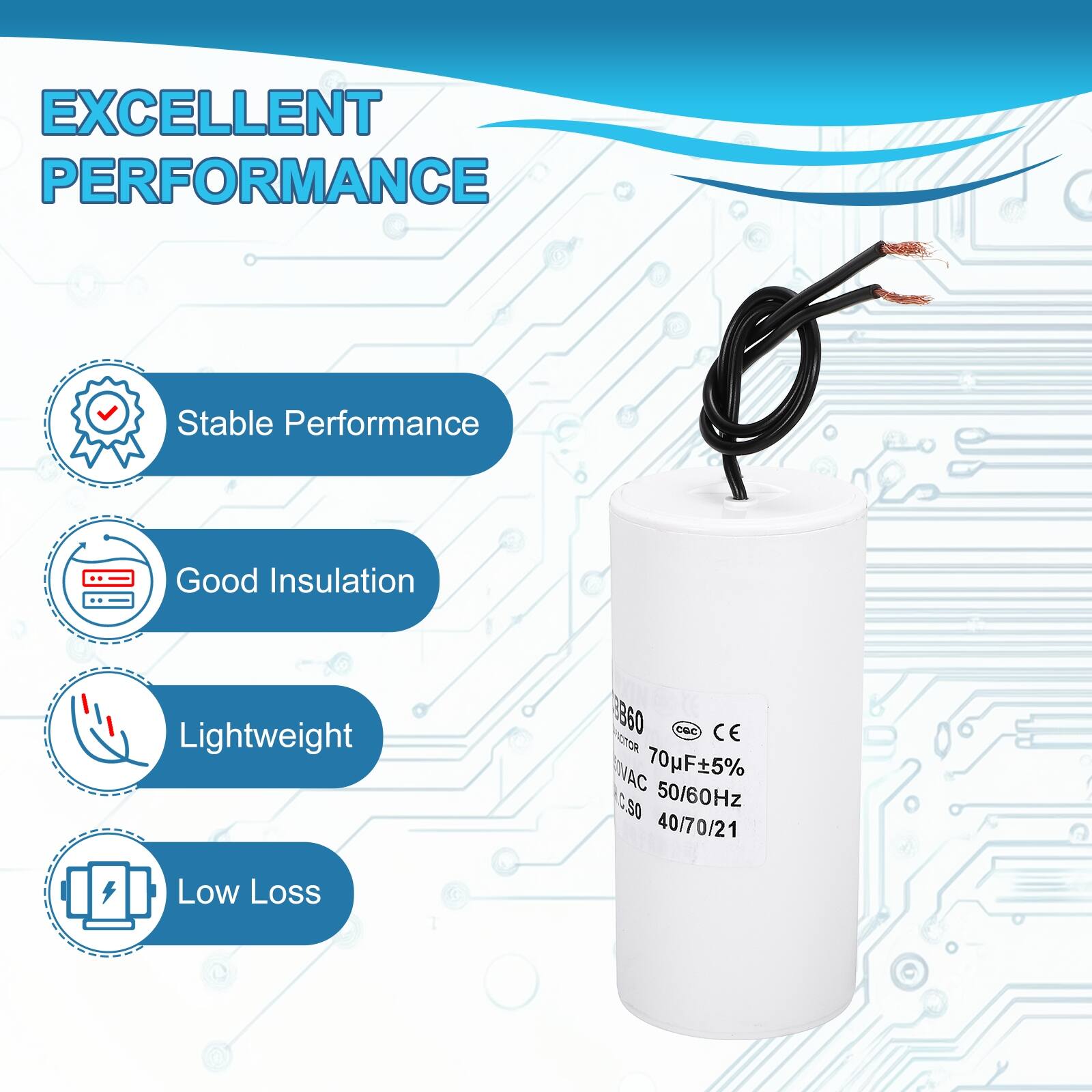 EXCELLENT PERFORMANCE

- Stable Performance
- Good Insulation
- Lightweight
- Low Loss

3860 DC CE FTR NAC 70F5% C.S0 50/60Hz 40/70/21