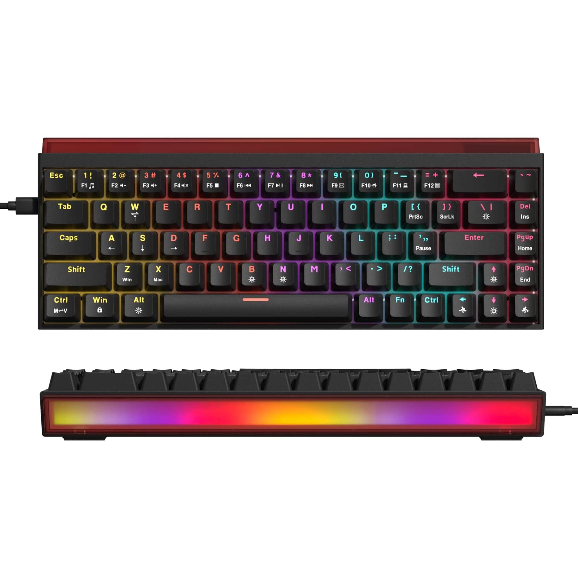 HM 1810 - M68 He V2 Rapid Trigger 60 Percent Hall Effect Topographic Gaming Wired Rgb For Mac win black - WK68-Black