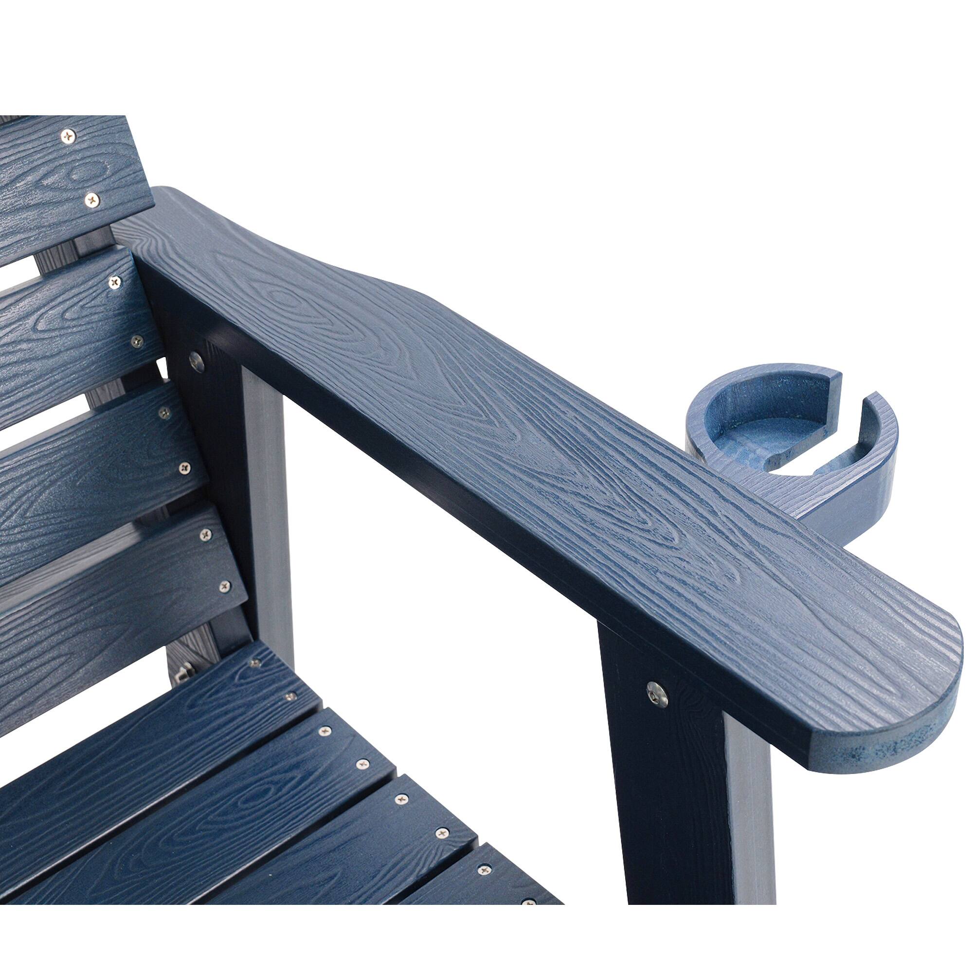 Alt View 8. Fortune Candy - HIPS Patio Glider Bench w/Cup Holders, All-Weather Poly Lumber, High Back & Deep Contoured Seat, for Porch Yard Garden - Navy Blue.