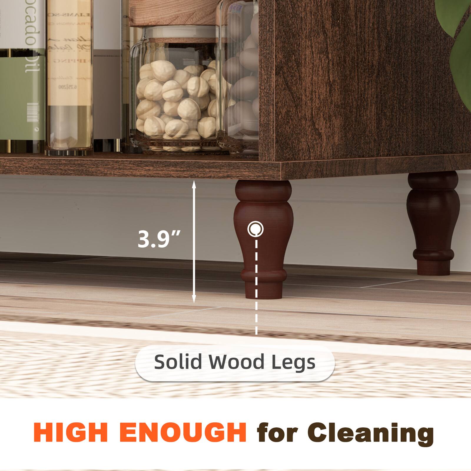 LIAMS-NC ocado came AP A Aian Bala D Dit IPPING oesleta II 3.9" Solid Wood Legs HIGH ENOUGH for Cleaning