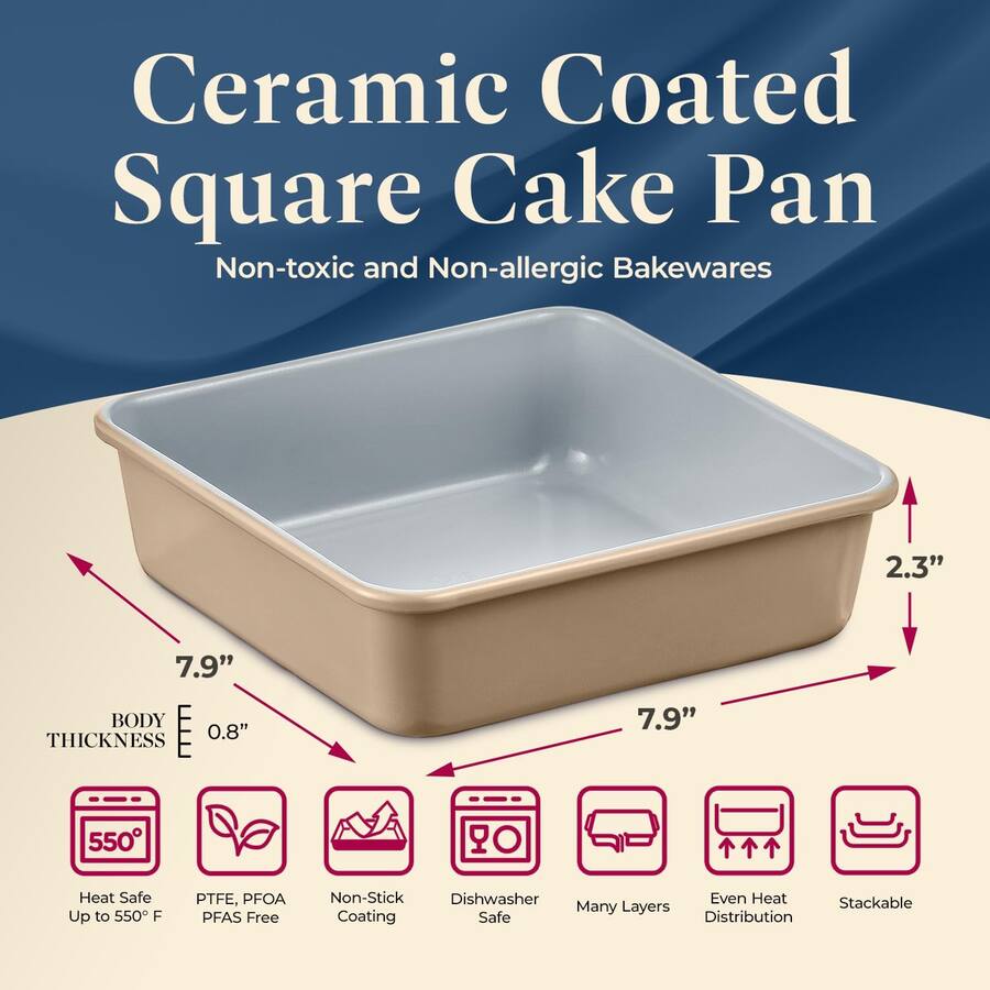 Bakken Swiss BAKKENMASTER Square Cake Pan Aluminized Steel