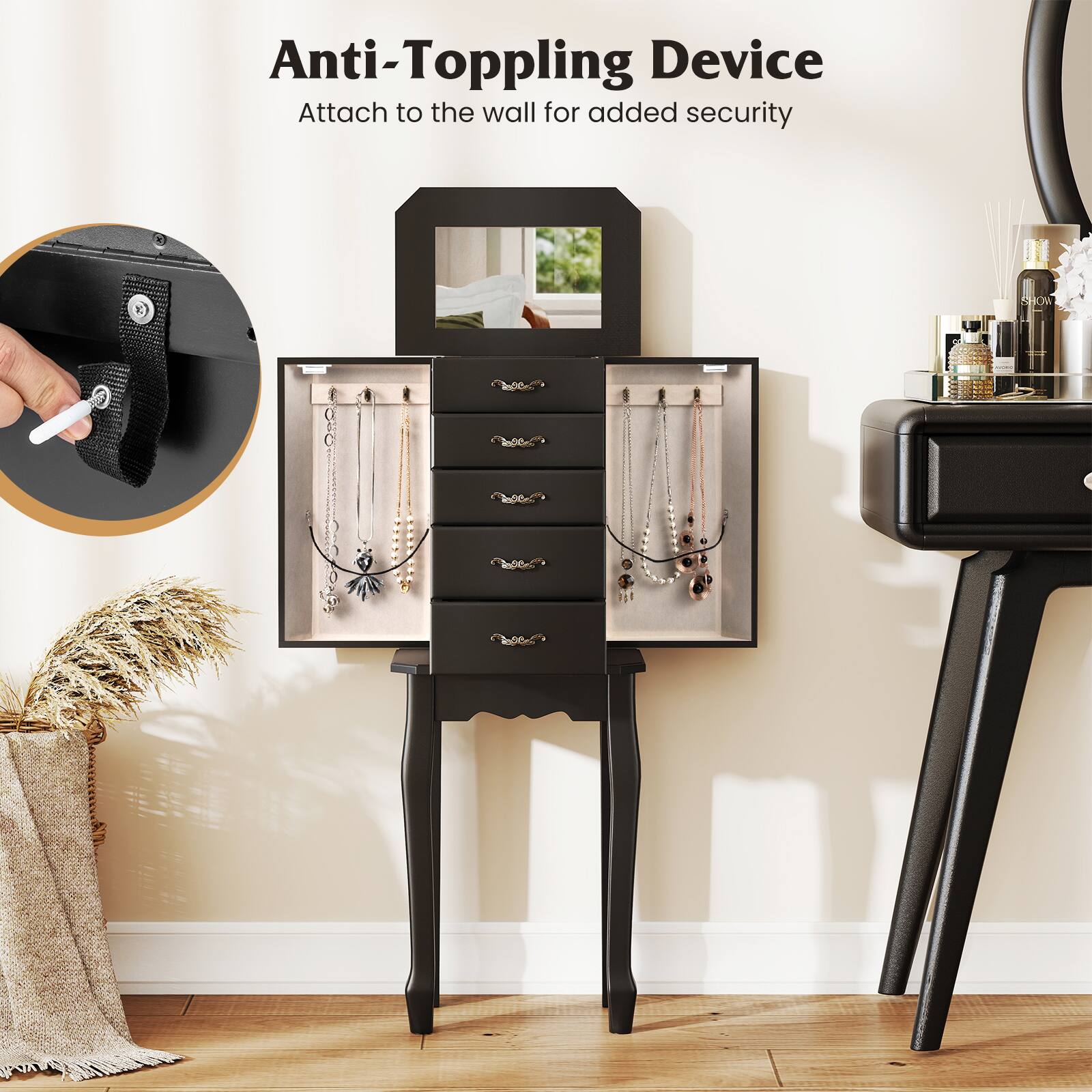 Anti-Topping Device  
Attach to the wall for added security