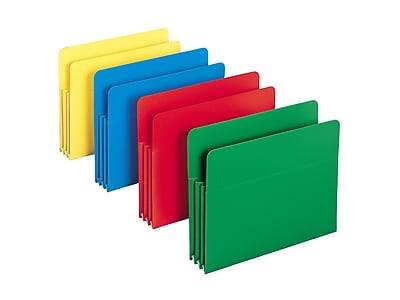 Front. Smead -  Heavy Duty Poly File Pockets, 3-1/2" Expansion, Letter Size, Assorted Colors, 4/Box  - Assorted Colors.
