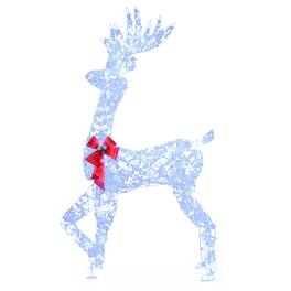 Costway - 5 FT Pre-Lit Christmas Reindeer with 100 LED Lights, Holiday Decoration for Home - White,Red