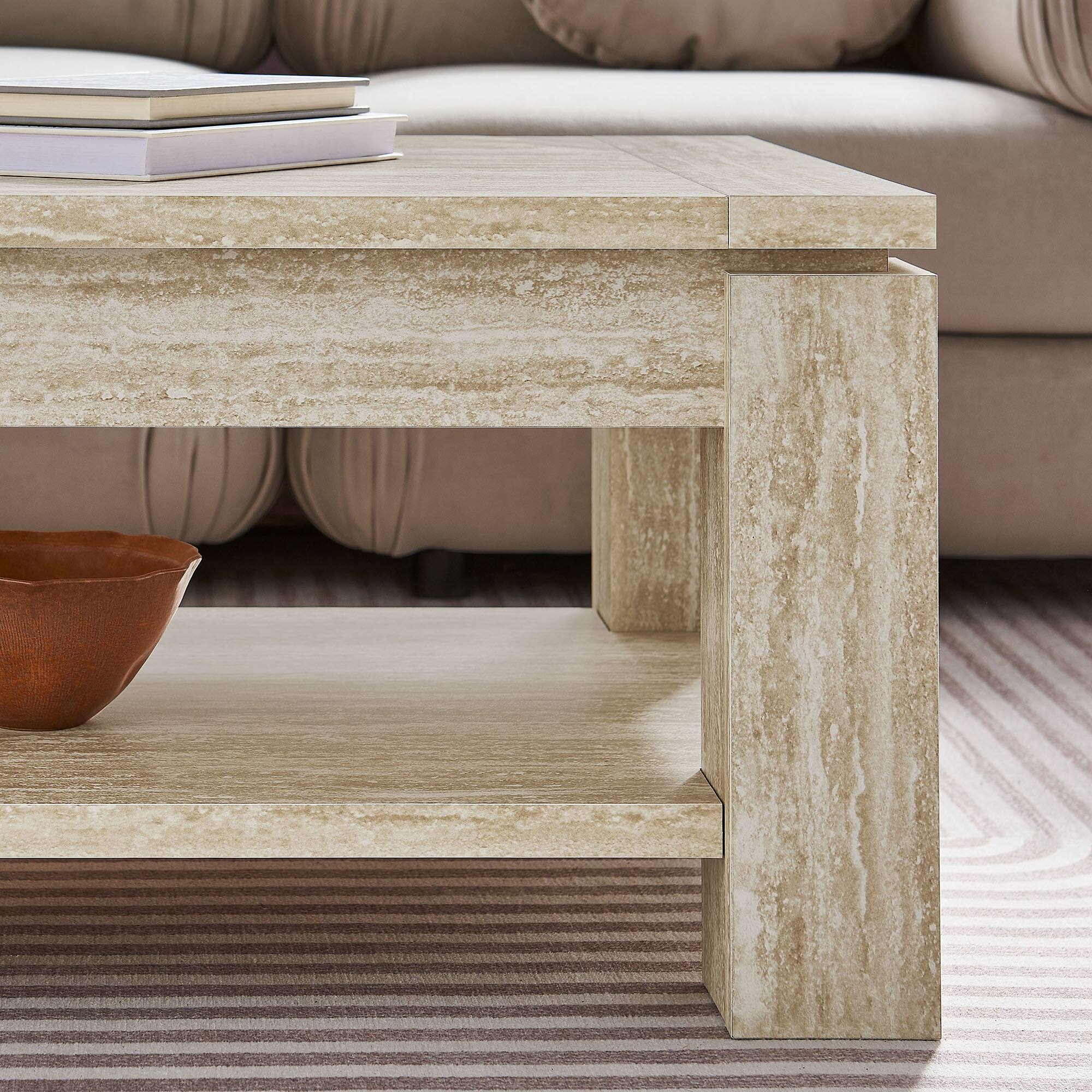 Alt View 1. Modway - Hollis Travertine Coffee Table by Modway - Travertine.